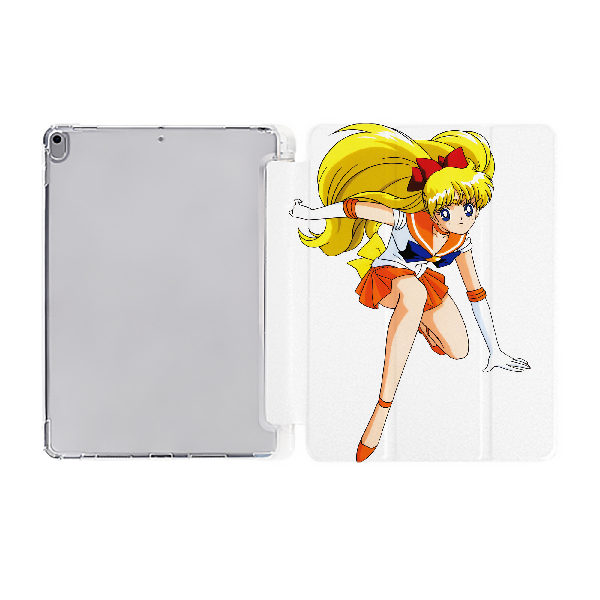 （画像用） 美少女戦士セーラームーン 愛野 美奈子 あいの みなこ Sailor Moon Aino Minako IPad ケース ペン収納付き 三つ折りスタンド PUレザー×シリコン 対応機種9.5/10.5/10.9インチ